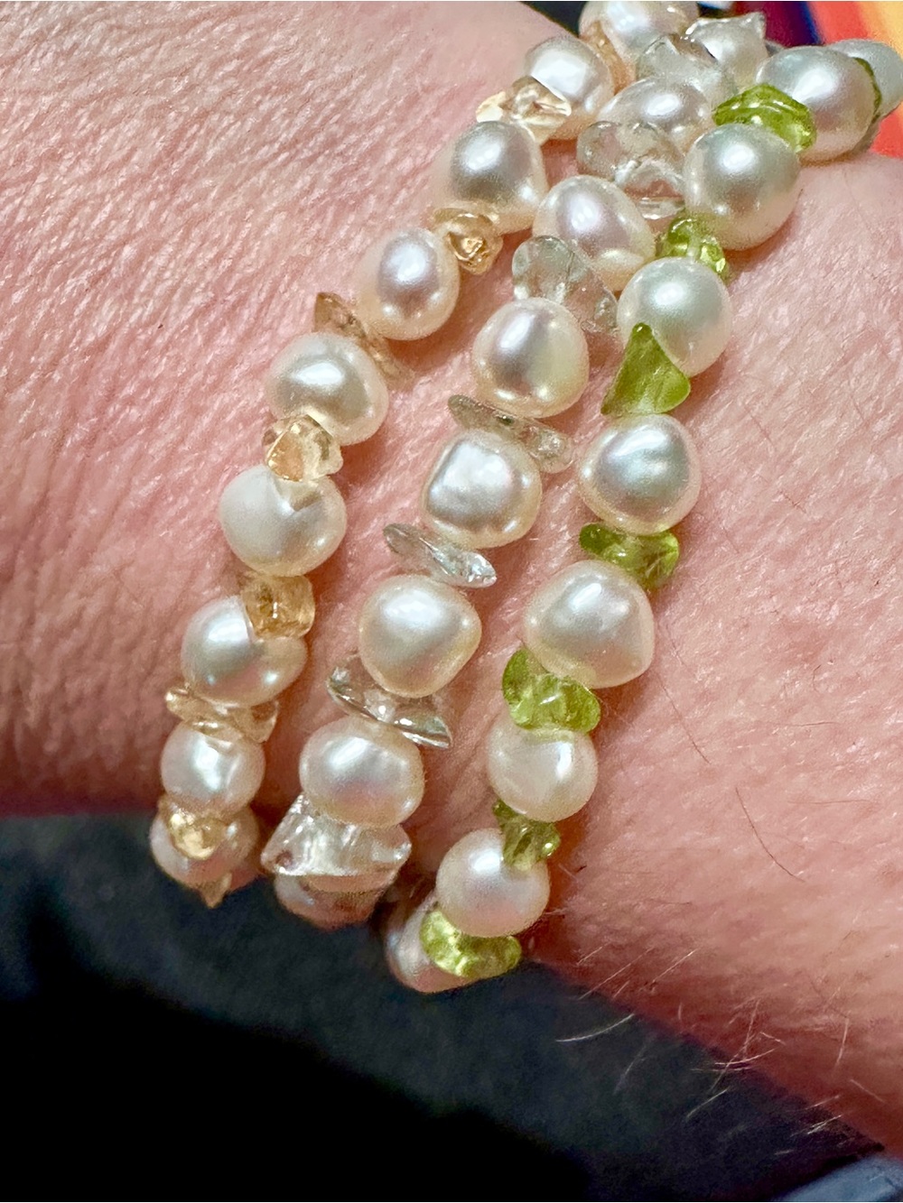 Freshwater Pearl and Citrine Stretch Bracelet - Picture 2 of 2